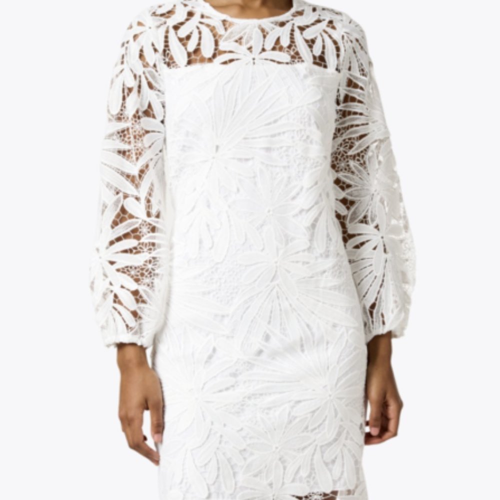 NWT $398 SHOSHANNA Optic White Holland Lace Dress Wedding XS 2
